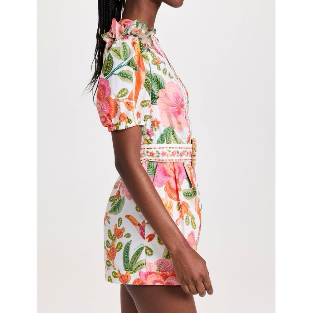 NWT FARM Rio Pink, Green & Orange Tropical Floral Belted Romper - Picture 2 of 15